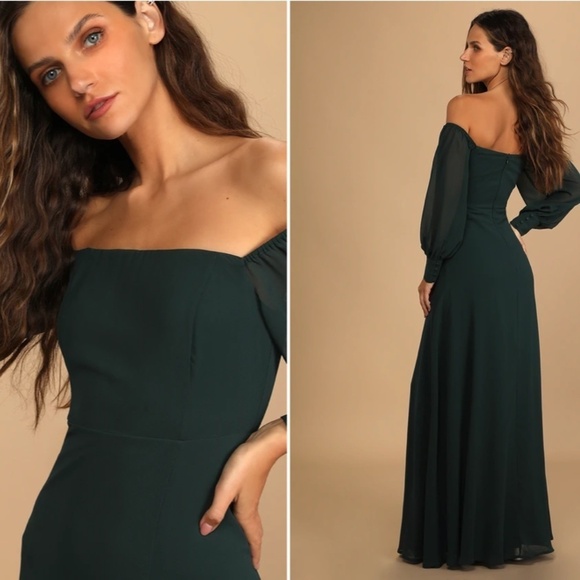 LULU's Sexy Prom Elegant Boho Long Sleeve Romantic Flowy Bridesmaid Wedding - Picture 5 of 5